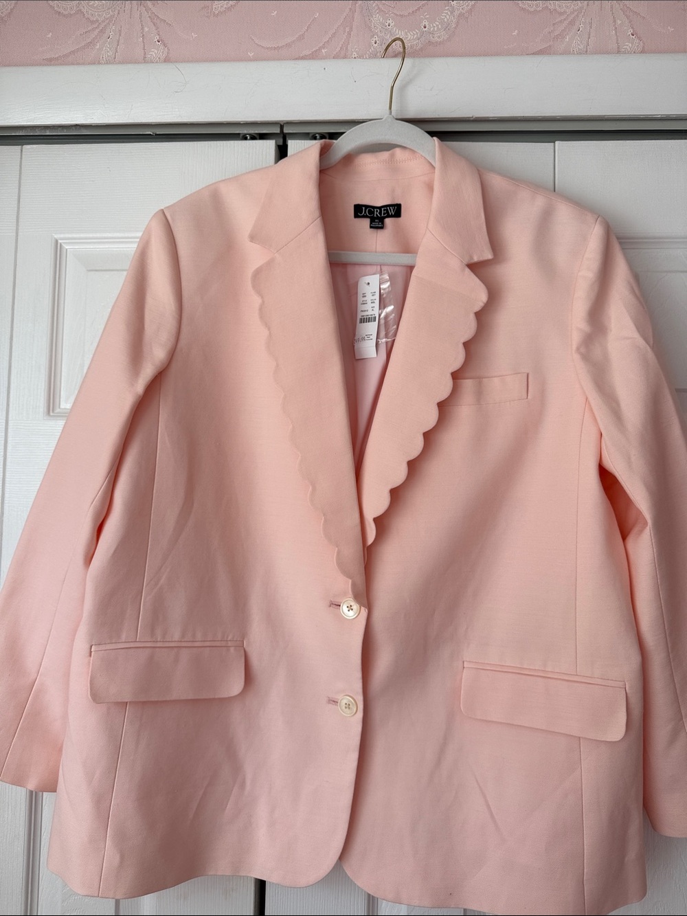 J. Crew Light Pink Scalloped Lapel Blazer